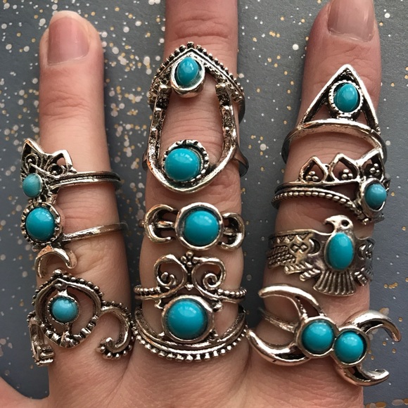 Silver Rings with Blue Stones - Picture 4 of 5